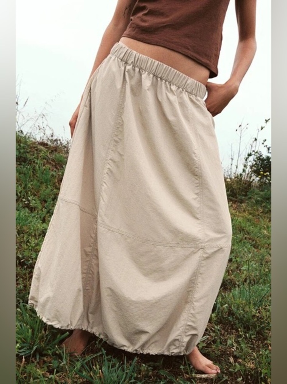 ZARA Parachute Balloon Hem Pull-On Midi/Maxi Skirt - Women's Size Small